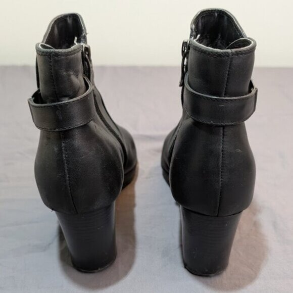 Artica Black Leather Chunky Heel Ankle Boots Size 8.5 - Picture 5 of 8